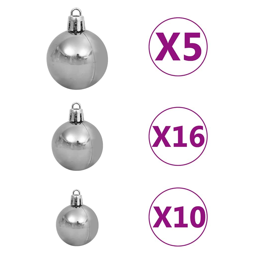120-tlg. Weihnachtskugeln Set mit Weihnachtsbaumspitze, 300 LEDs Lichterkette, 30 m Länge, Kunststoff Kugeln in 3 Größen, LED Weihnachtsbeleuchtung für Innenbereich, Balkon, Garten