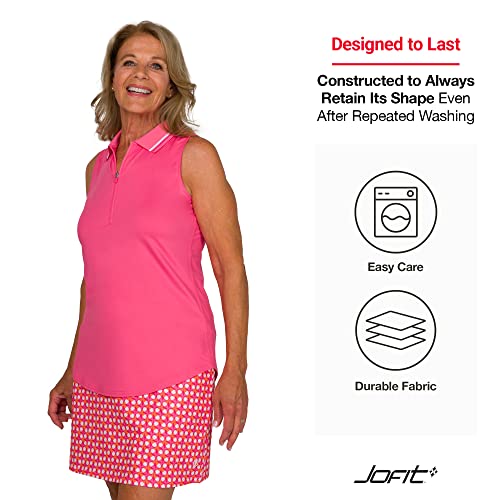 Jofit Apparel Women’s Athletic Clothing Cutaway Polo With Rib Collar For Golf & Tennis, Size Large, Salmon #TOP4