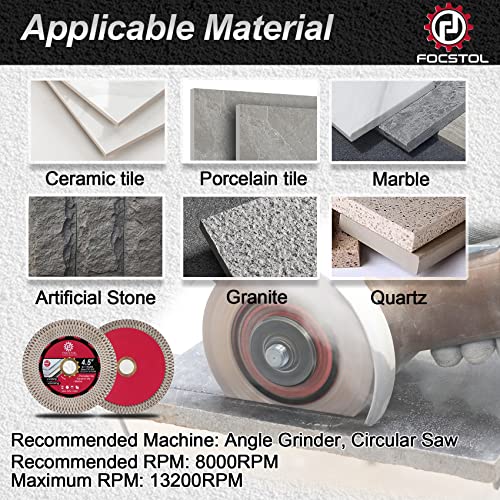 Focstol Diamond Tile Saw Blade - 4.5''(115Mm) Cutting & Grinding Disc Wheel For Porcelain Ceramic Tile Marble Granite Artificial Stone With X Mesh Rim For Angle Grinder #TOP4