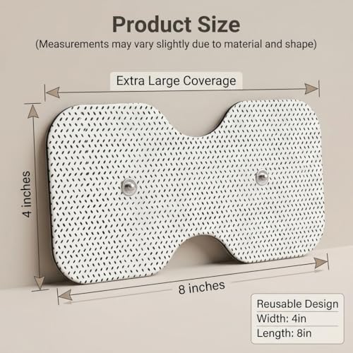 Image of TENS Unit Replacement Pads 3.5mm Snap Connector, 4 inchx8 inch Dual-Lead Self-Adhesive Electrode Pads for TENS EMS Muscle Stimulator, Latex-Free Reusable Muscle Stimulation Pads, 10 Pack