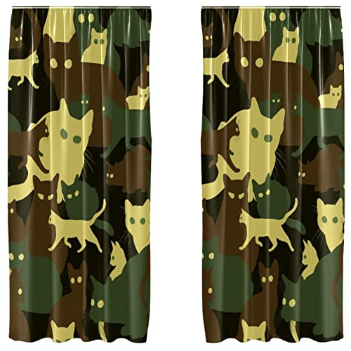 Cortinas opacas de gato camuflaje 55x84: evite reflejos y luz en dormitorios 2