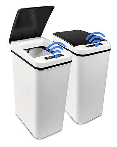 TemphytBong Bote de basura pequeño sin contacto con tapa, paquete de 2 botes de basura automático con sensor de movimiento inteligente de 2.6