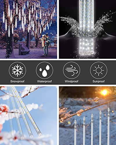Eagwell METEOR SHOWER LIGHTS-W Christmas Lights Outdoor, 10 Tubes 20 Inch Meteor Shower Lights Led Snow Falling Icicle Cascading Lights thumb #4
