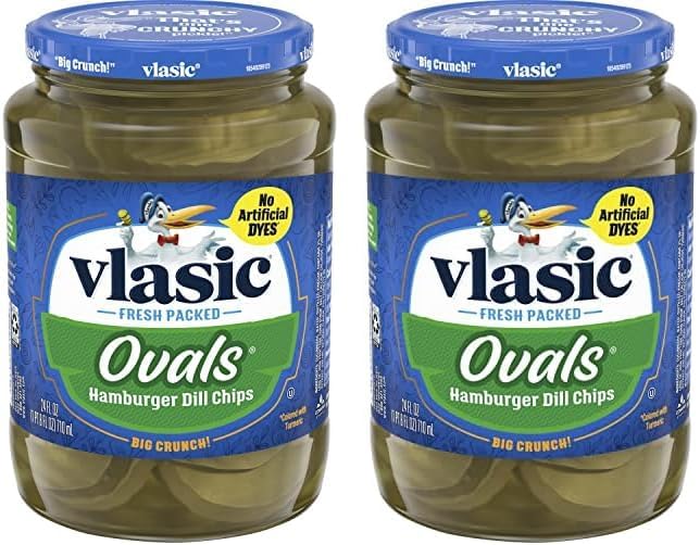 Vlasic Pickle Chips, Hamburger Dills Ovals, 24 Ounce (Pack of 2)