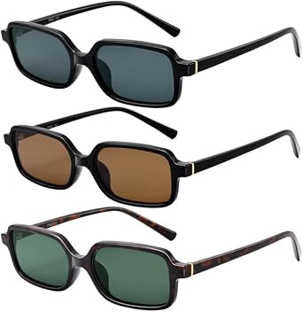 Pro Acme Retro Rectangular Sunglasses for Women and Men UV400 Protection Narrow Fit Square 90s Vintage Fashion Sun Glasses