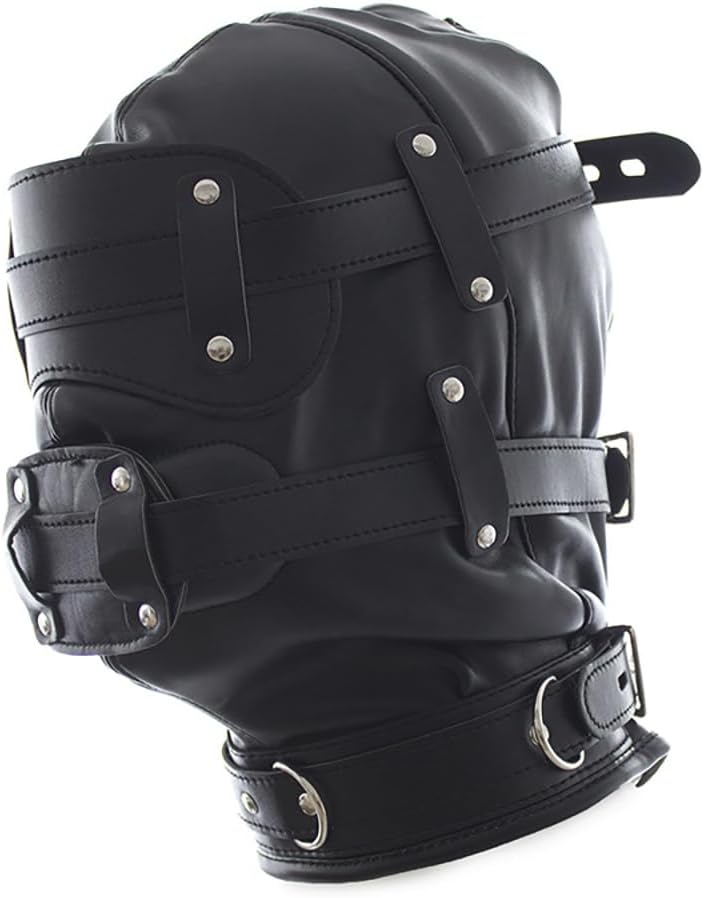 SM Leather Hood Blindfold,Head Harness Mask Gag, BDSM Bondage,Sex Toys For Couples Accessories