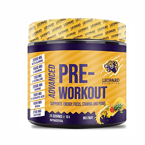 LEOPARD NUTRITION Advanced Pre Workout | Sugar Free | Pro Formula 250 Gm (Pineapple)