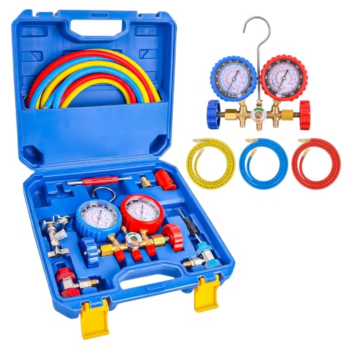 Nilight 3-Way A/C Manifold Gauge Set for R134a R12 R22 R502 w/Por...