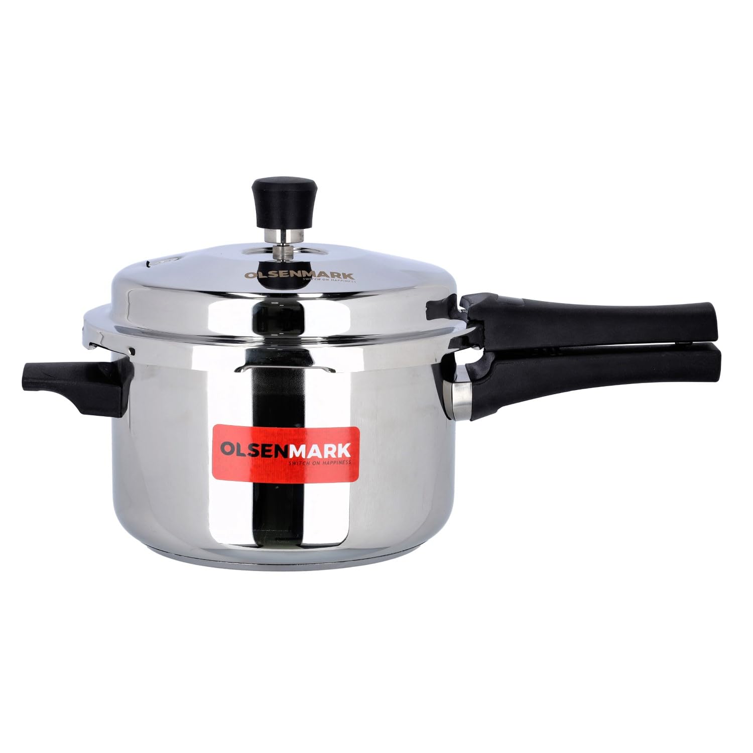Olsenmark 4L Stainless Steel Pressure Cooker OMPC2460 – Lightweight, Durable, Even Heating Base with Cool Touch Handles and Safety Valves | Perfect for Rice, Meat, Vegetables & More