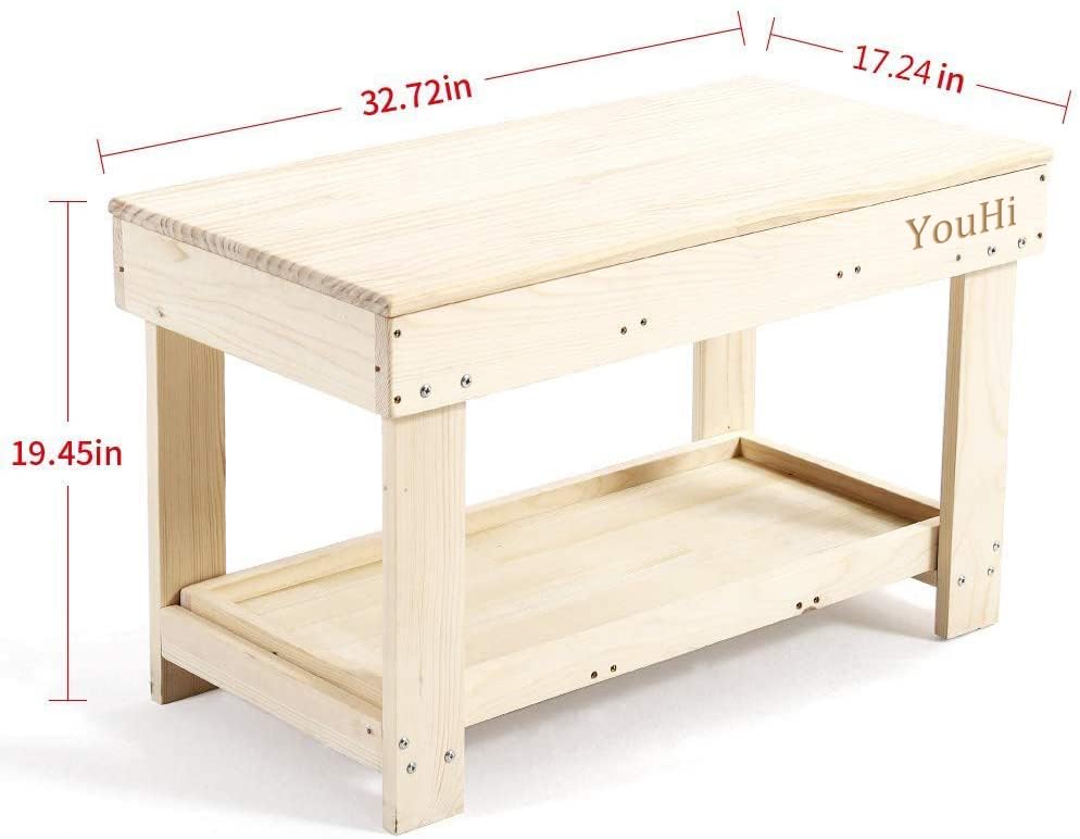 Image of YouHi Kids Activity Table with Board and Storage for Bricks Activity Play Table (Wood Color)