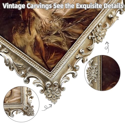 Image of Silver Picture Frame 8x10 Antique Picture Frames Vintage | Real Glass, Wall or Tabletop Display, Matted to 5x7 Photo