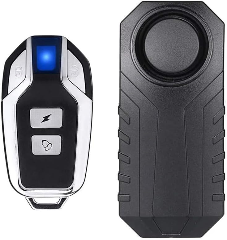 Alarma antirrobo para bicicleta, bocina de alarma inalámbrica con sensor activado por vibración para motocicleta con control remoto y SOS, sirena de puerta impermeable para bicicleta eléctrica y scooter