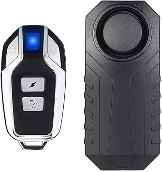 Bike Burglar Alarm Anti Theft, Wireless Motorcycle Vibration Triggered Sensing Alarm Horn with Remote Controller & SOS, Waterproof Door Siren for Bicycle E-Bike Scooter