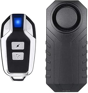 Bike Burglar Alarm Anti Theft, Wireless Motorcycle Vibration Triggered Sensing Alarm Horn with Remote Controller & SOS, Waterproof Door Siren for Bicycle E-Bike Scooter