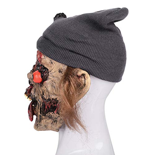 Halloween Zombie Mask Scary Walking Dead Creepy Bloody Zombie Mask Horror Props Evil Face Mask with Cap for Adults Halloween Party Carnival Cosplay Party Costume Props Fancy Dress Accessories - Image 4