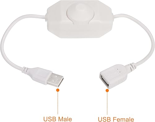 Miniatura 10 de MECCANIXITY Interruptor de atenuación de tira LED de 5 V CC USB hembra a macho cable de extensión con controlador de interruptor giratorio para