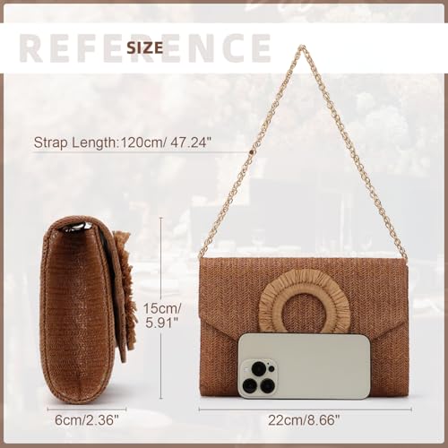 Image of GOKTOW Straw Clutch Purse Rattan Summer Woven Beach Handbags for Women Wedding Vacation Travel Party 2025