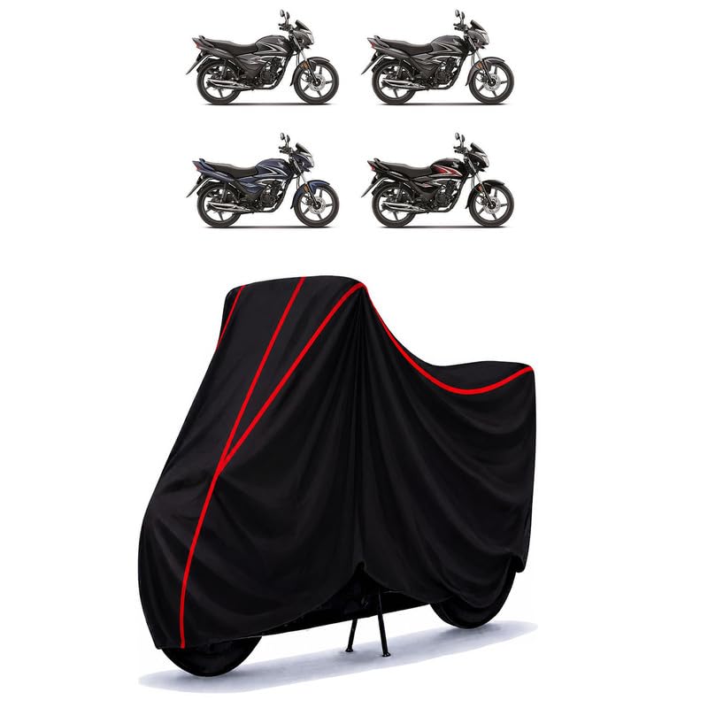 Image of CB Shine 125 Water Resistant Bike Cover for All Motorcycles & Rain | Heavy Duty Taffeta Fabric | UV Protection, Dustproof, Scratchproof | All Weather Two Wheeler Body Cover with Elastic Bottom