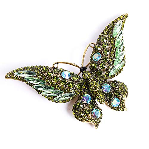 Image of Suoirblss 3.74 Inches Vintage Rhinestone Butterfly Brooch Pin Crystal Cute Animal Rhinestones Corsage Pin