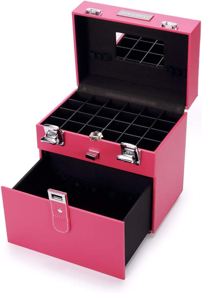 Cosmetic Case Professional Multi-Layer Drawer e Vanity Case Capacity Nail Storage Box Toolbox (Pink)