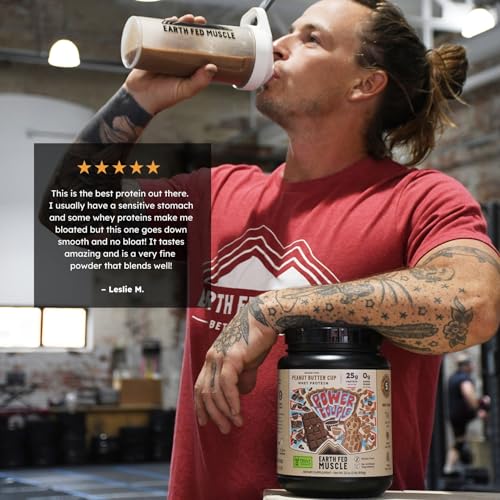 Image of Earth Fed Muscle Power Couple Irish Grass Fed Whey Protein Isolate, Third-Party Certified. 25g Protein, Peanut Butter Cup - Non-GMO, Hormone Free, Soy Free, Gluten Free - 2 LB, 26 Servings