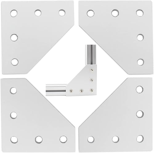 Miniatura 7 de TTZEZE Surface - 4 placas de articulación, oxidación anódica plateada en forma de L, placa de soporte de esquina de 5 agujeros para exteriores,