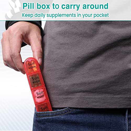 Image of Daviky Weekly Pill Organizer, 7 Day Pill Organizer 4 Times a Day, Daily Pill Box 7 Day, Large Travel Pill Box with Removable Pill Case to Hold Vitamin, Supplement and Medication (Pink)