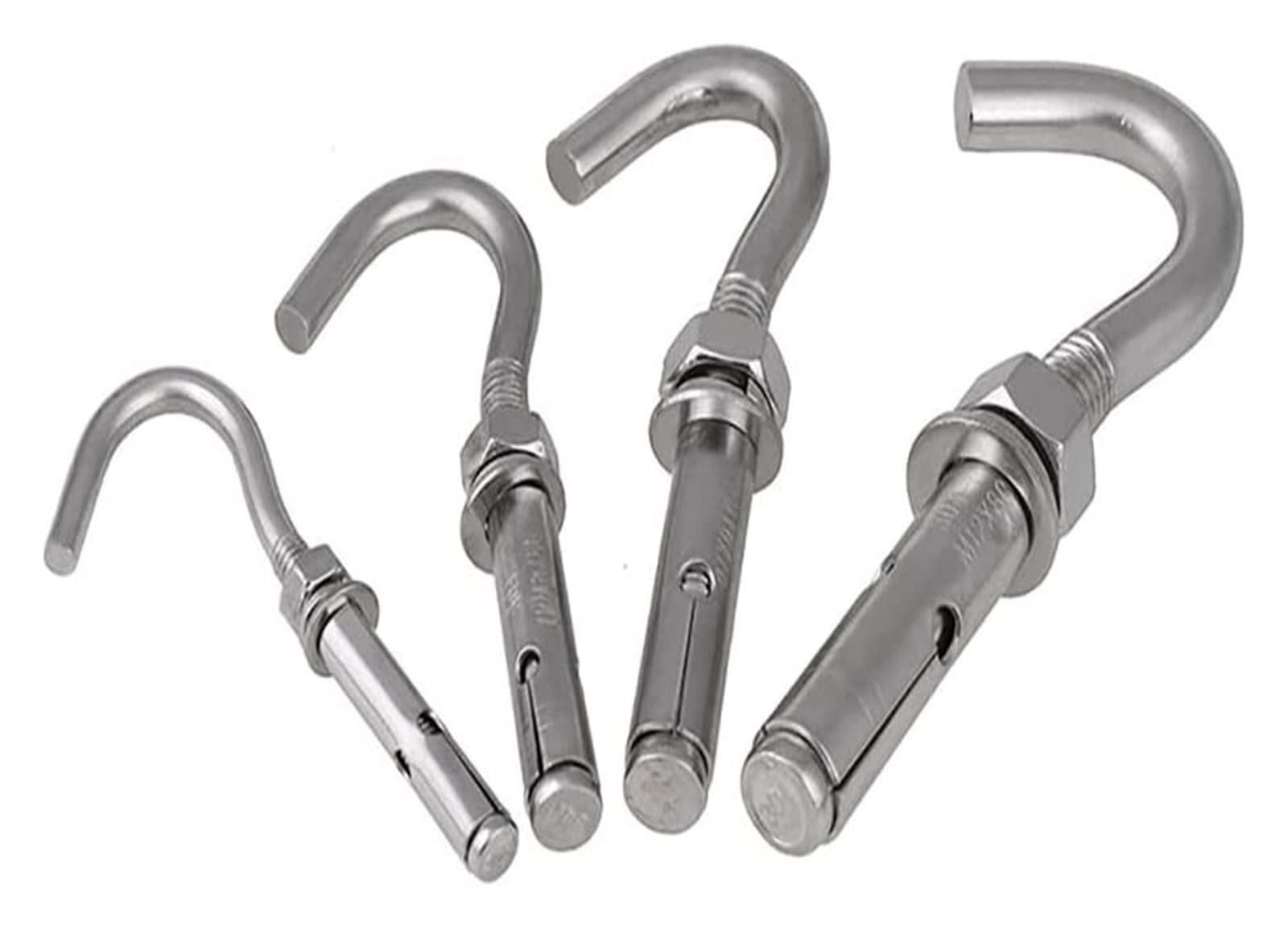 BHYTAF Concrete Screws Expansion Bolts Screw Expansion Bolts M6 M8 M10 M12 Wall Mounted Expansion Hook Screw Lifting Eye Bolt Open Anchor Hook(Size:Sus201)