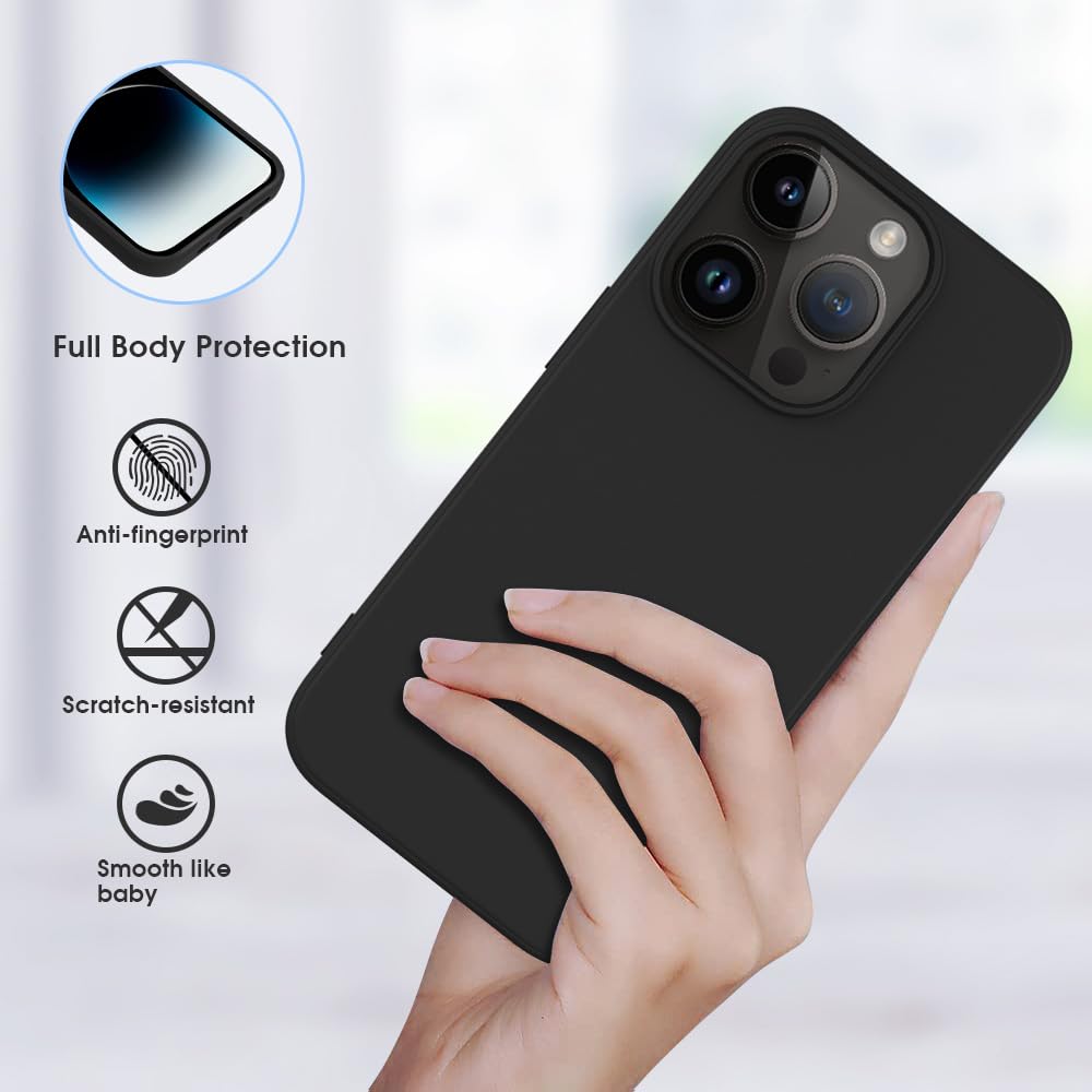 Supdeal Custodia in Silicone Liquido per iPhone 15 pro max, [Protezione Fotocamera] [Cover in Microfibra] [Protezione a 4 Strati], Case Ultrasottile e con Presa Comoda, 6,7 Pollice, Nero