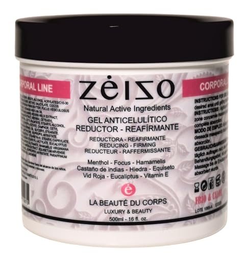 ZEIZO Gel Anticelulítico Reductor y Reafirmante, 500 ml, con Ingredientes Naturales, Efecto Frío-Calor