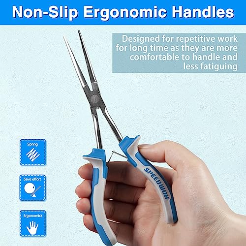 Image of SPEEDWOX 7 Inches Long Reach Needle Nose Pliers with Serrated Jaw