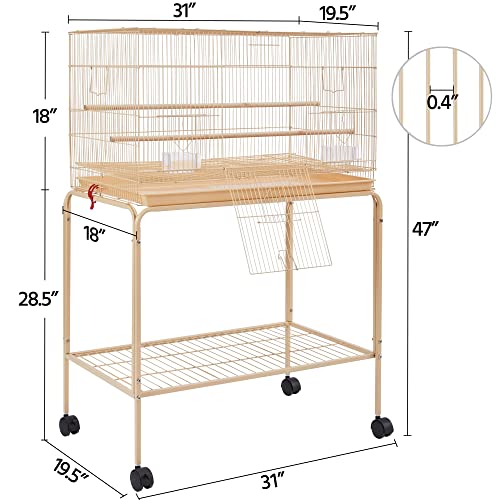 Yaheetech Double Story Flight Bird Cage with Rolling Stand Extra Space Slide-Out Tray Wood Perches for Small Birds - Image 3