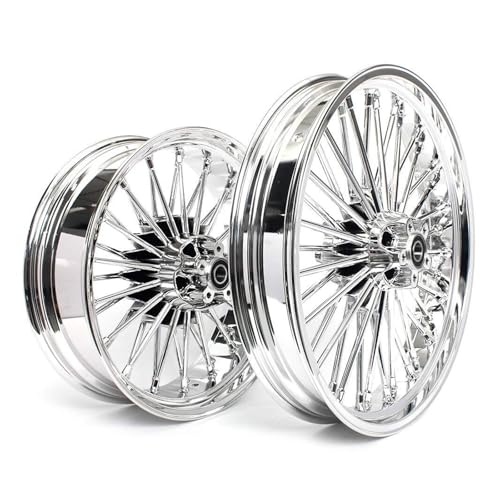 21inch 18inch Chrome Front Rear Wheels Rims Tubeless Fat King Spokes For Harley Softail FXST Standard FXSTC Custom FXSTB Night Train FXSTS Springer 06-10 FLSTF Boy 07-20 FXSTD Deuce 00-08