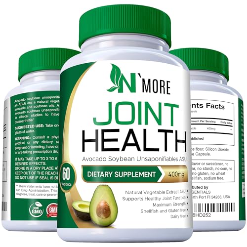 N'More Avocado Soybean Unsaponifiables Joint Health Supplement 400 mg, Non-GMO, Dairy, Gluten & Shellfish Free, 60 Day Supply, One Capsule Per Day - Image 3