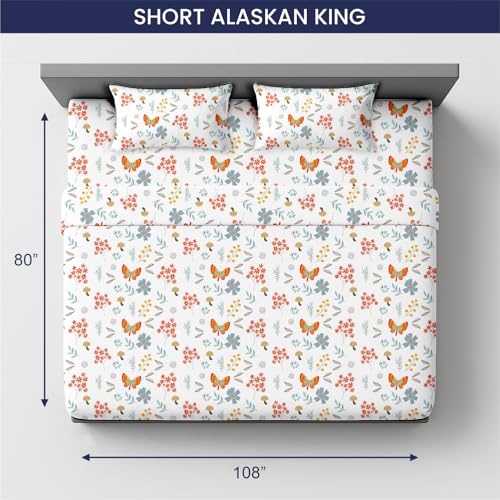 Image of SGI 108 inchx80 inch 4 Pc Short Alaskan King Sheet Set 600 TC 18 inch Butterfly Garden
