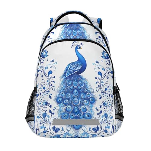 UMIRIKOKids Blue Peacock Backpack for Boys Girls,School Elementary Bookbags with Chest Clip 202c0855