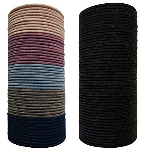 Hair Ties - 100 Pcs 2mm Black Rubber Hair Bands for Ponytail (2mm, colors)