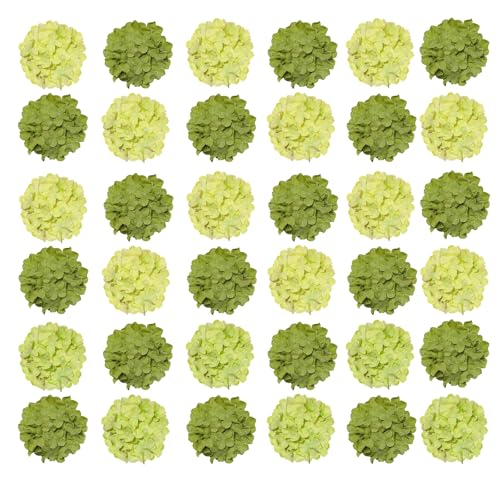 Cherica Hydrangea Artificial Flowers, 40 Pcs Green Hydrangea Artificial Flowers Bulk, Faux Hydrangea Flowers for Outdoor, Fake Silk Ivory Hydrangea Flowers with Stems for Wedding Decoration Decor