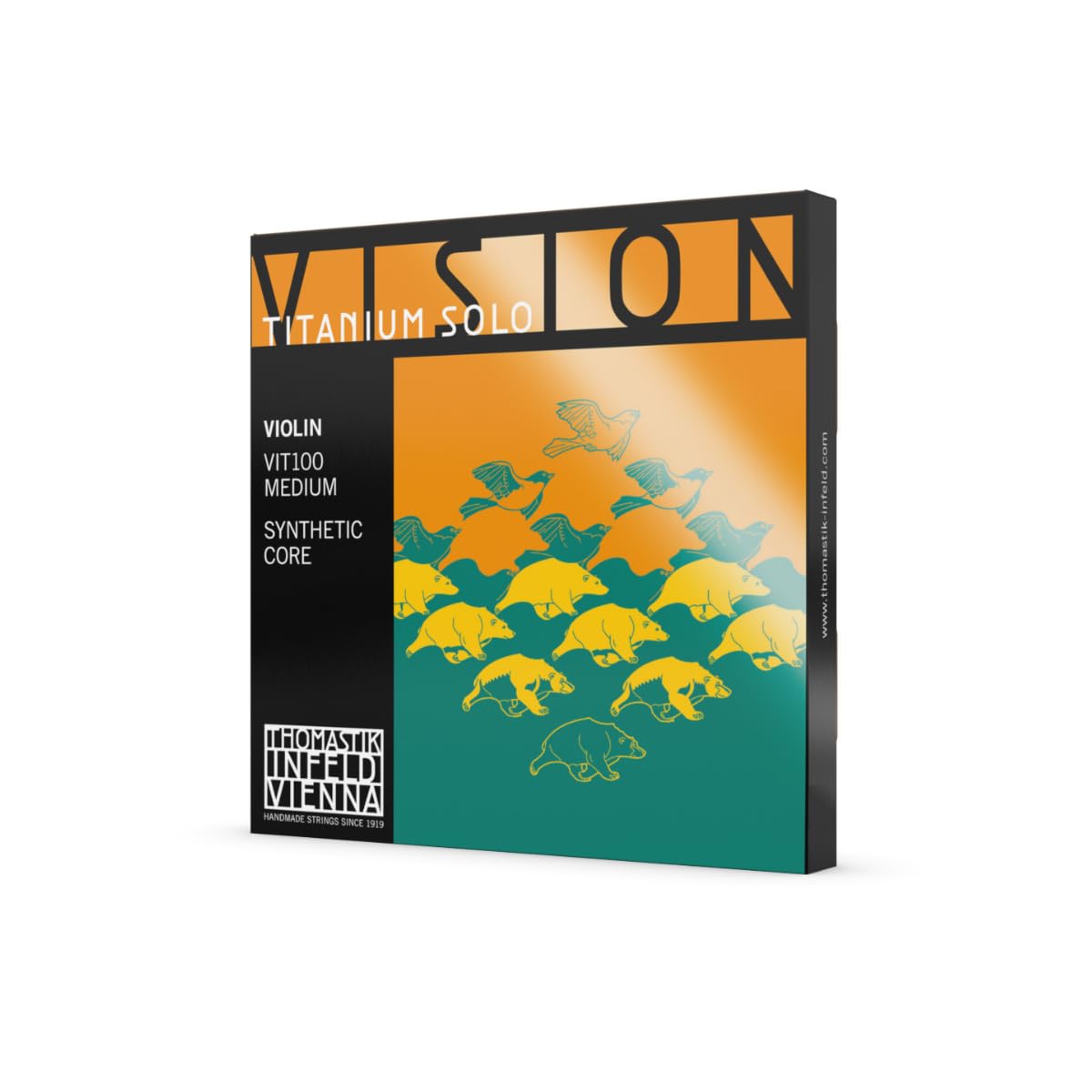 Thomastik-Infeld VIT100 Vision Titanium Solo Violin Strings, Complete Set, 4/4 Size, Synthetic Core