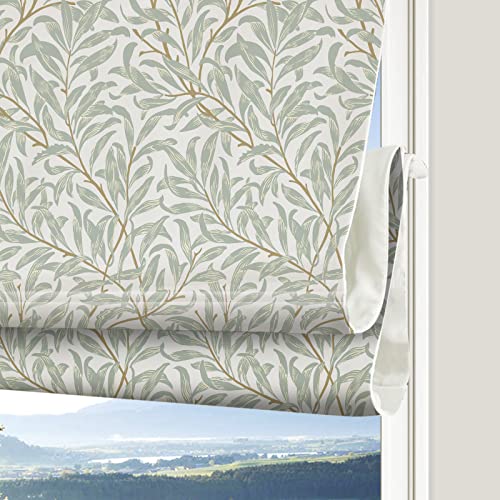 Comodex Cordless Floral Roman Shades, Green Leaf Customized Window Shades,Light Filtering Premium...