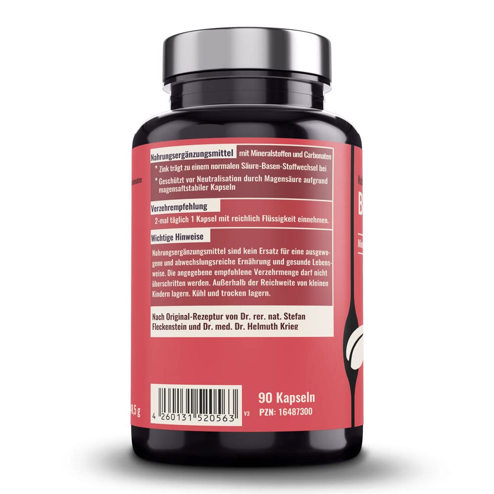 Dr.Fleckenstein Basenkapseln, magensaftstabile Kapseln mit Carbonaten & Mineralien (Mg, Ca, Zn, Fe, Cu, Mn), vegan & ohne Natrium, Nahrungsergänzungsmittel