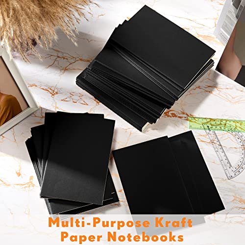 Image of Mimorou 100 Pcs A5 Journals Notebooks Bulk,Black,Blank | Kraft Softcover Small Notebooks 5.5 Inch x 8.3 Inch Notepads with 60 Page 30 Sheet for Writing Sketch Travel Office Supplies
