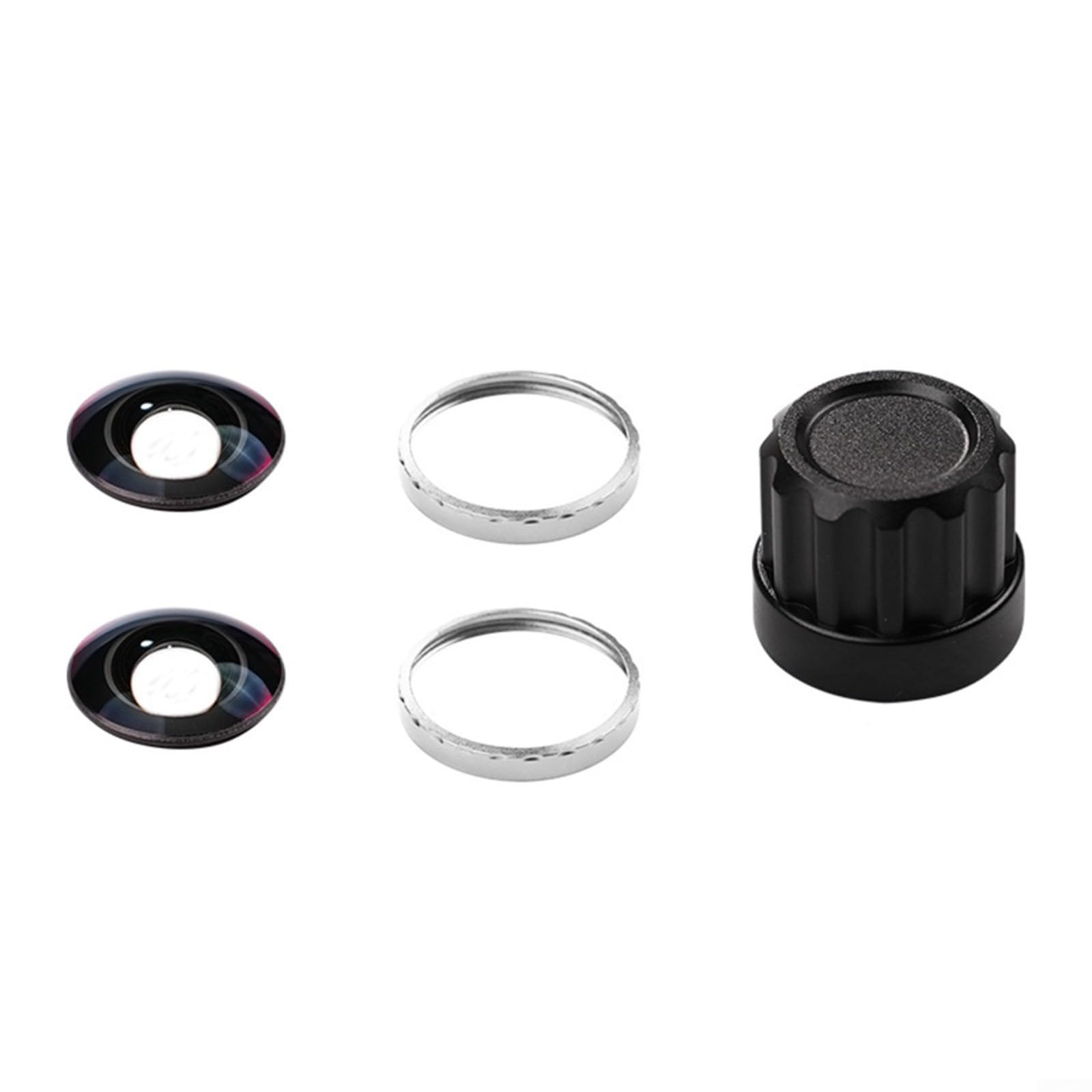 Set di 2 lenti in vetro ottico ad alta definizione con lega di alluminio per anello e rimozione, per design compatto portatile (nero)