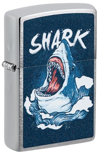 Encendedor Zippo con diseño tiburón y acabado cromado miniatura 1