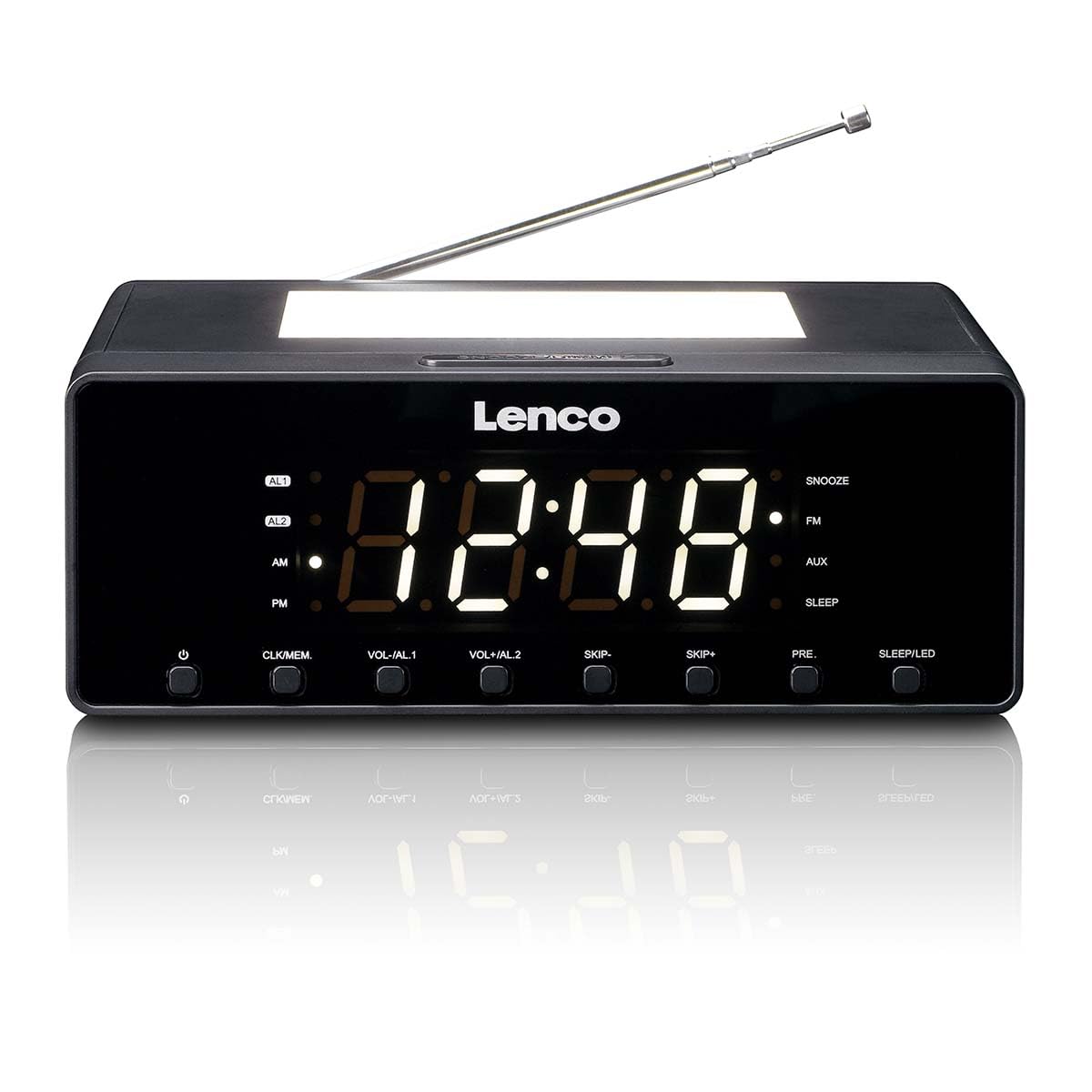 Lenco CR-540BK Radiowecker mit Nachtlicht - FM PLL Radio - USB-Ladefunktion - Dimmbarem LED-Display - Schwarz