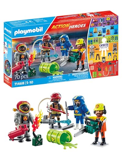 PLAYMOBIL Action Heroes 71468 My Figures Feuerwehr, kreatives Spielvergnügen mit individuellen Figuren und abnehmbaren Zubehörteilen, variationsreiches Spielzeug für Kinder ab 5 Jahren