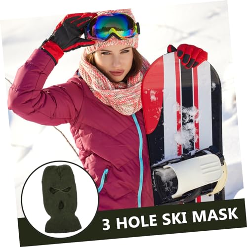 Ipetboom Pasamontaña para Hombres y Mujeres máscara de esquí tejida cálida para deportes al aire libre Verde oscuro miniatura 6