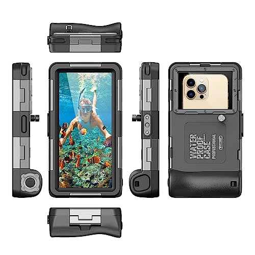 iPhone 用水中撮影ケース IPX8防水レベルまで15mまで潜水可能 スマホ用防水ポーチ 夏フェス・お風呂・海水浴・温泉・お釣り用 ストラップ付き (ブラック)