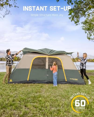 Image of FanttikOutdoor Camping Tent 4 /6 /8 /10 Person Instant Cabin Tent Setup in 60 Seconds with Rainfly & Windproof Portable with Carry Bag for Family Camping & Hiking, Upgraded Ventilation, Navy Blue