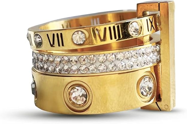 Amazon.com: YIKOXI Gold Rings Set for Women 18K Gold Plated Titanium Steel Dainty Cubic Zirconia Rings Fashion Stacking Bands Valentines Day Mother